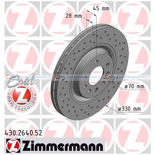 BremseskiveSport foraksel|-330mm|60872 ZIMMERMANN