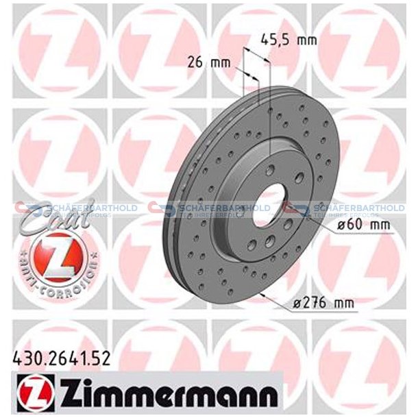 BremseskiveSport foraksel|-276mm ZIMMERMANN