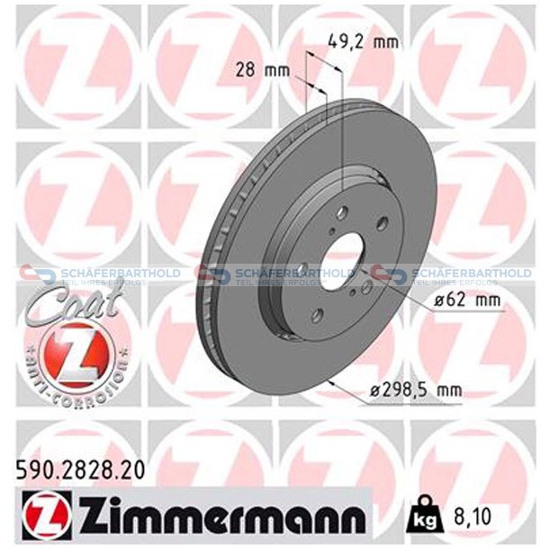 Bremseskive foraksel|-298mm ZIMMERMANN