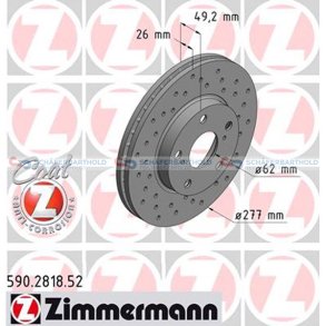 BremseskiveSport foraksel|Ø-277mm ZIMMERMANN