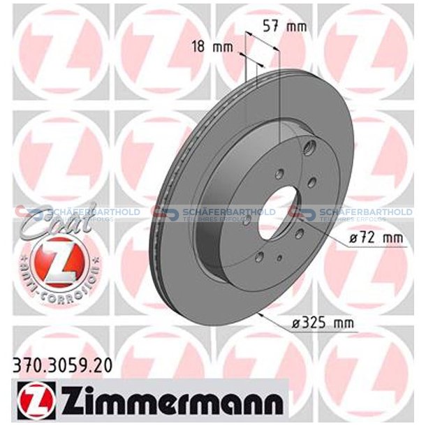 Bremseskive Bagaksel|-325mm ZIMMERMANN