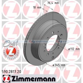 Bremseskive Bagaksel|Ø-345mm ZIMMERMANN