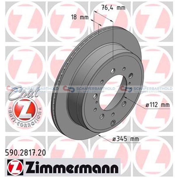 Bremseskive Bagaksel|-345mm ZIMMERMANN