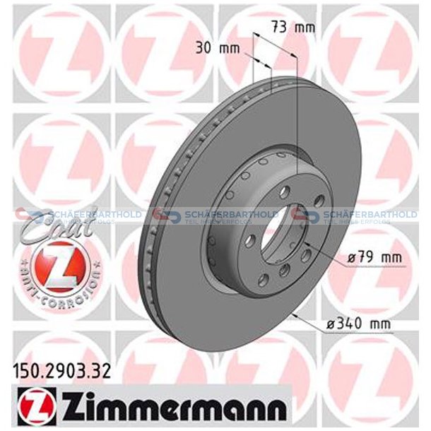 BremseskiveFormula F foraksel|-340mm ZIMMERMANN