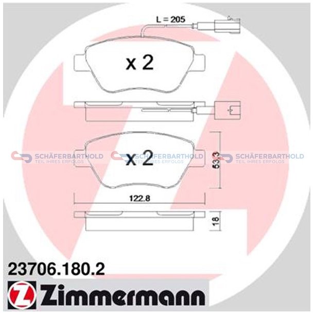 Bremseklodser 18mm|WVA:23706| ZIMMERMANN