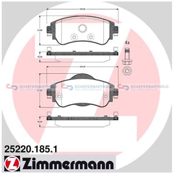 Bremseklodser 19mm|WVA:25220| ZIMMERMANN