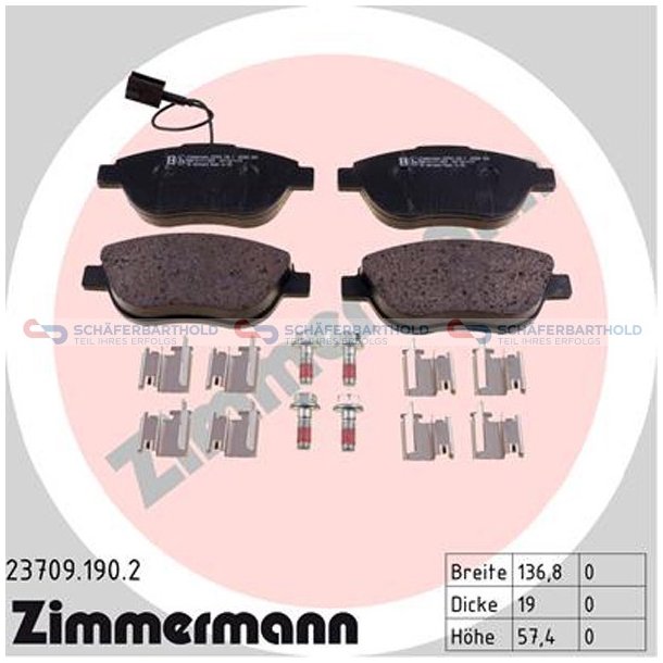 Bremseklodser 19mm|WVA:23709| ZIMMERMANN