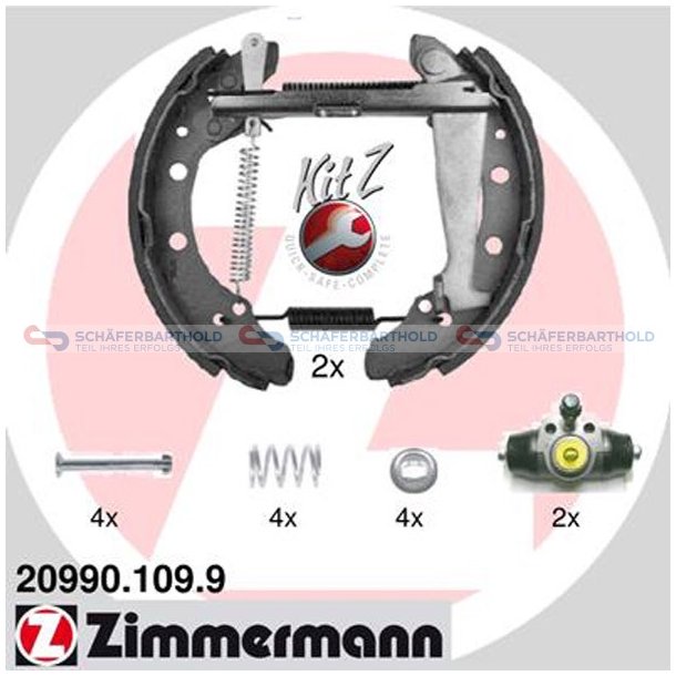  Bromsbackssats Kit Z40mm|med Hjulbromscylinder