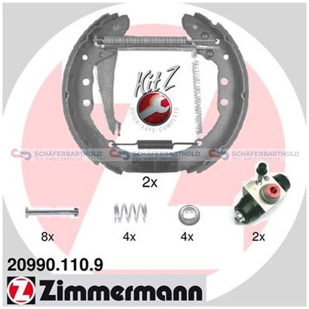  Bromsbackssats Kit Z40mm|med Hjulbromscylinder