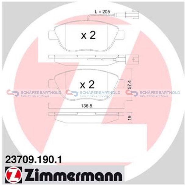 Bremseklodser 19mm|WVA:23709| ZIMMERMANN