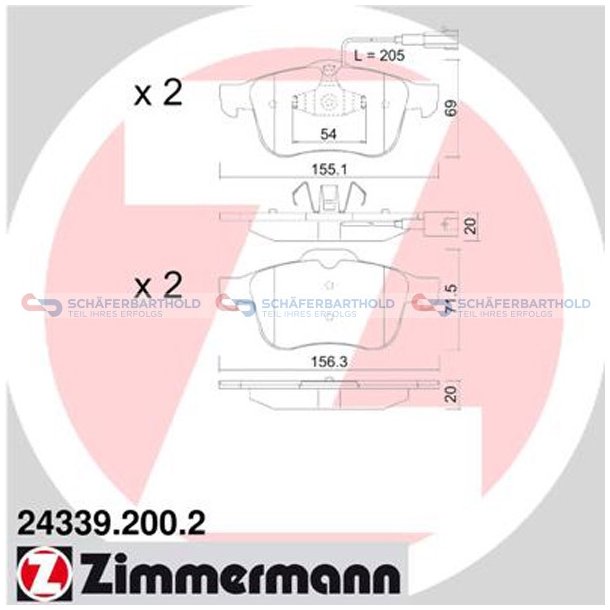 Bremseklodser 20mm|WVA:24339| ZIMMERMANN