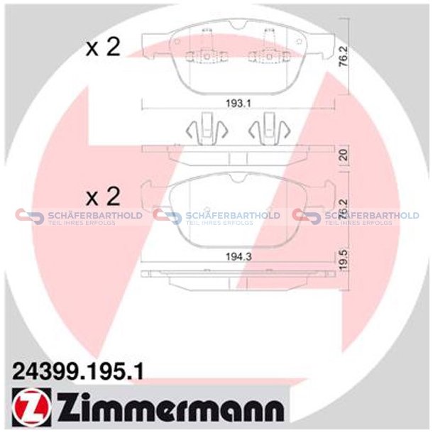 Bremseklodser 20mm|WVA:24399| ZIMMERMANN