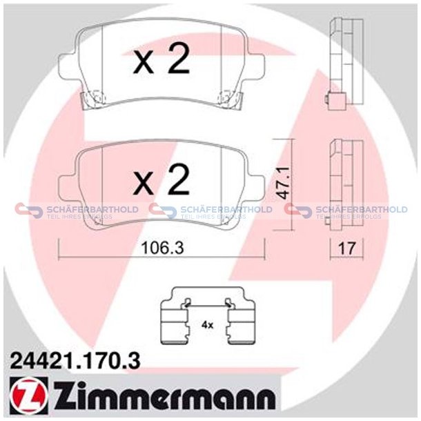 Bremseklodser 17mm|WVA:24421| ZIMMERMANN