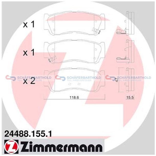 Bremseklodser 16mm|WVA:24488| ZIMMERMANN