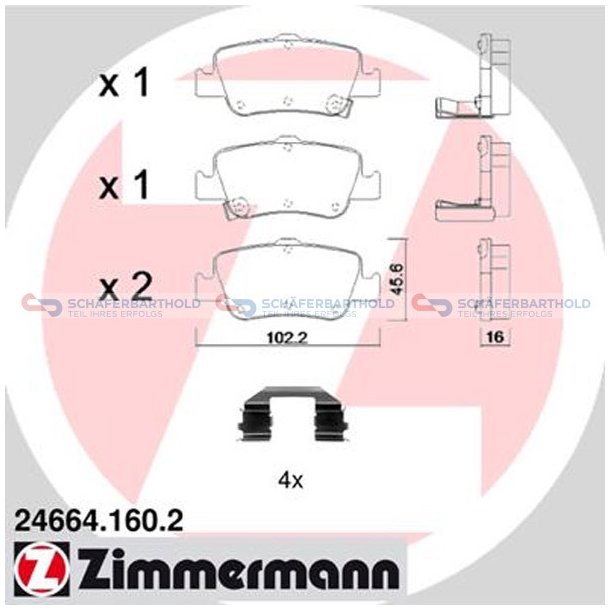 Bremseklodser 16mm|WVA:24664| ZIMMERMANN