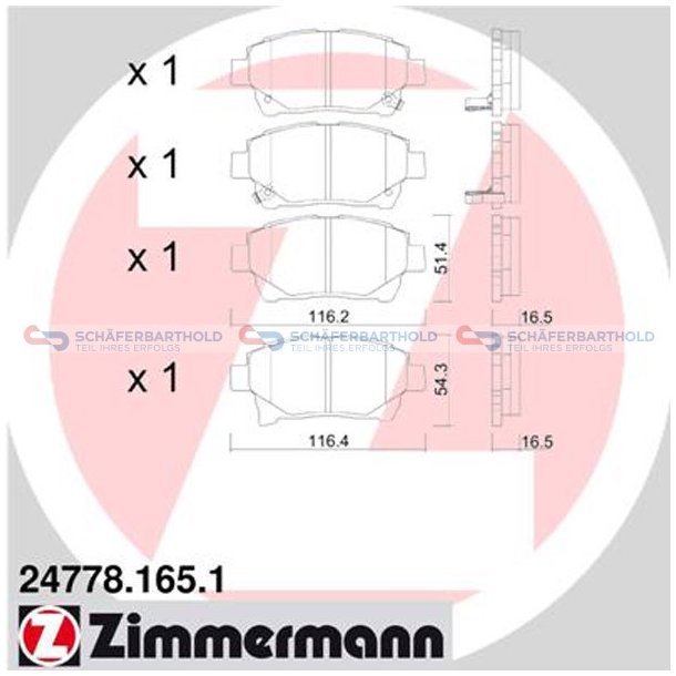 Bremseklodser 16mm|WVA:24778| ZIMMERMANN