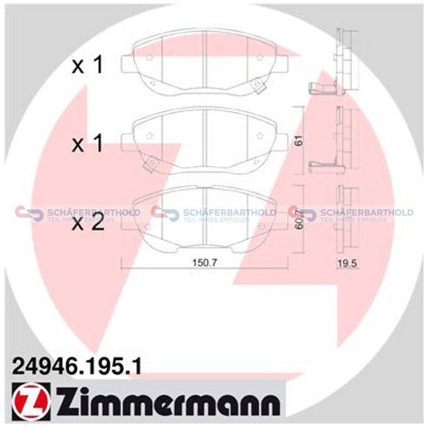 Bremseklodser 20mm|WVA:24946| ZIMMERMANN