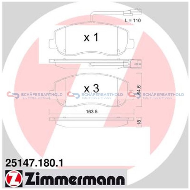 Bremseklodser 18mm|WVA:25147| ZIMMERMANN