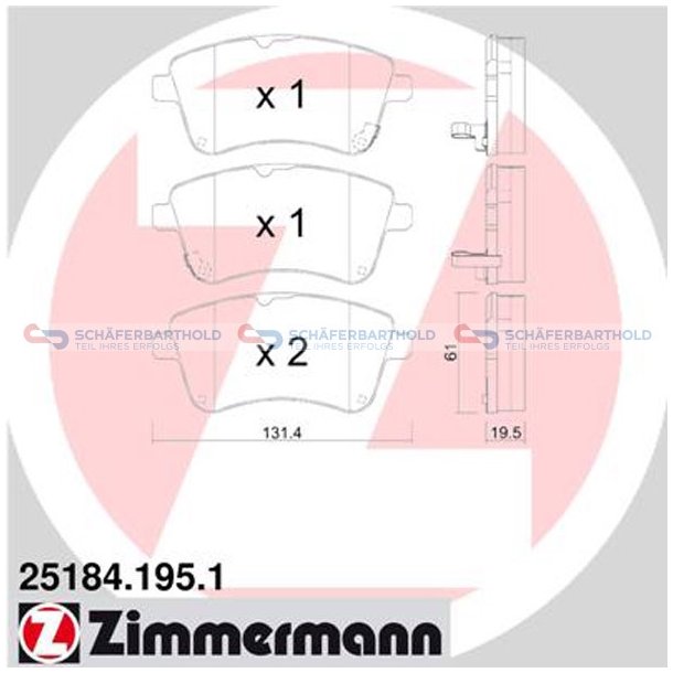 Bremseklodser 20mm|WVA:25184| ZIMMERMANN