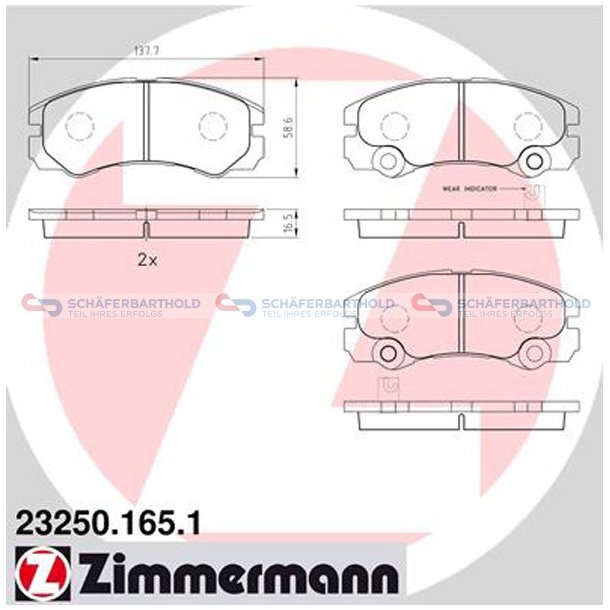 Bremseklodser 165 16mm|WVA:23250|ZIMMERMANN