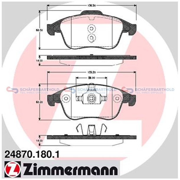 Bremseklodser 18mm|WVA:24870| ZIMMERMANN