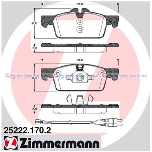 Bremseklodser 17mm|WVA:25222| ZIMMERMANN