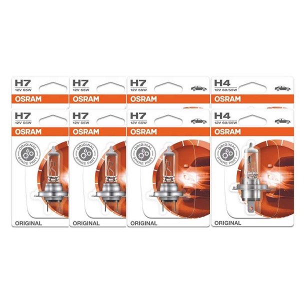 Osram H4 + H7 gl&ouml;dlampspaket 200 st.