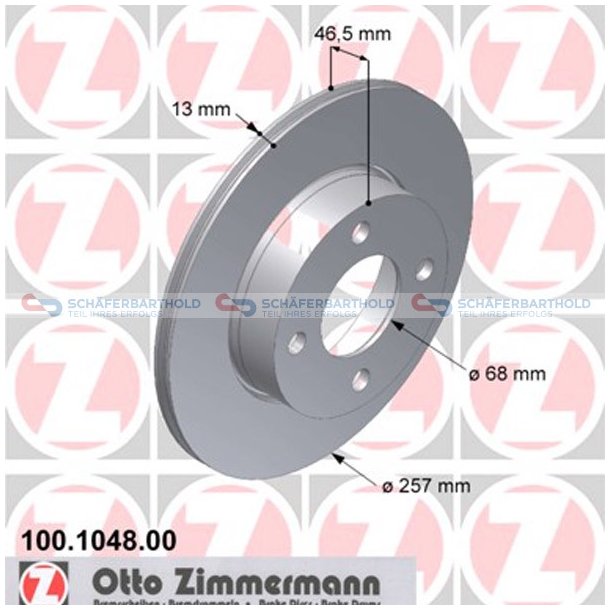 Bremseskive foraksel|-257mm ZIMMERMANN