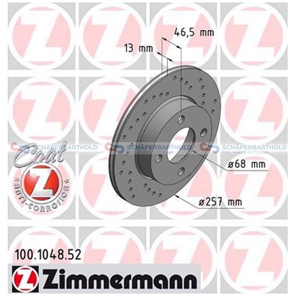 BremseskiveSport foraksel|-257mm ZIMMERMANN