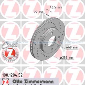 BremseskiveSport foraksel|Ø-256mm ZIMMERMANN