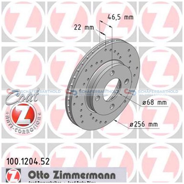 BremseskiveSport foraksel|-256mm ZIMMERMANN