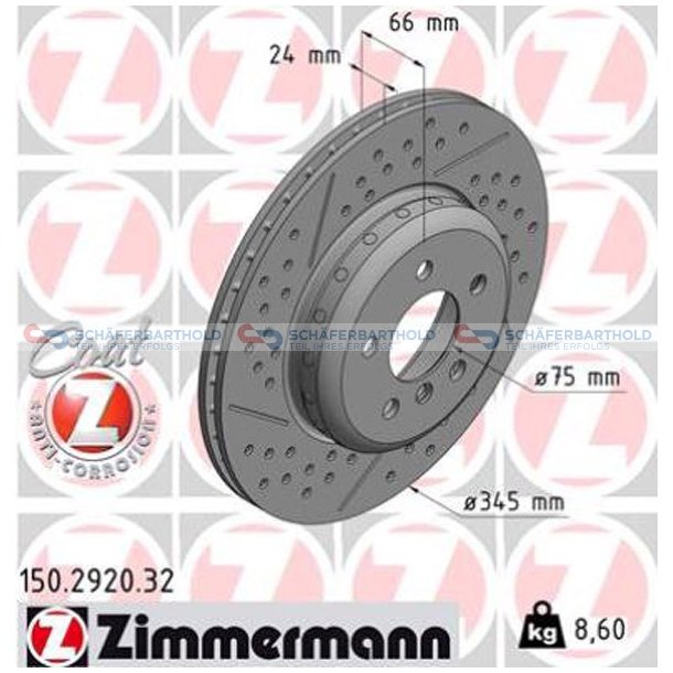 BremseskiveFormula F Bagaksel|-345mm ZIMMERMANN