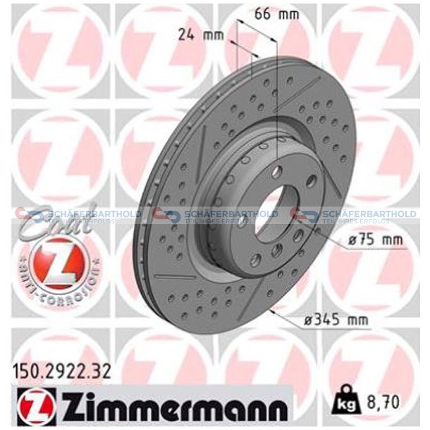 BremseskiveFormula F Bagaksel|-345mm ZIMMERMANN