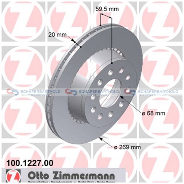 Bremseskive Bagaksel|-269mm ZIMMERMANN