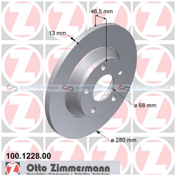 Bremseskive foraksel|-280mm ZIMMERMANN