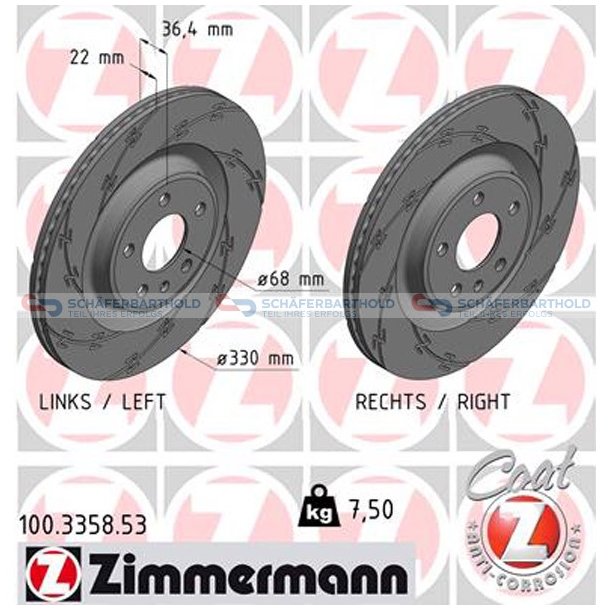 Bremseskive Bagaksel|-330mm ZIMMERMANN