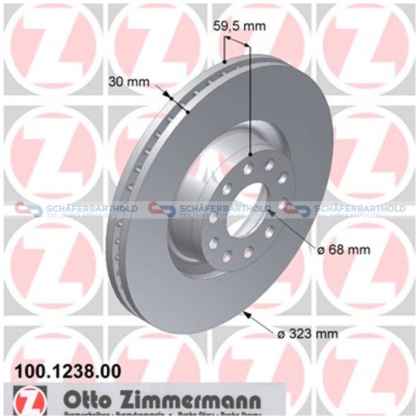 Bremseskive foraksel|-323mm ZIMMERMANN