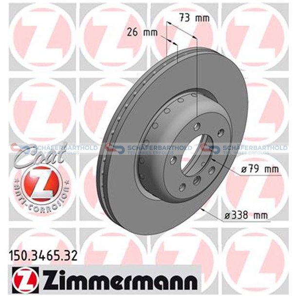 BremseskiveFormula F foraksel|-338mm ZIMMERMANN