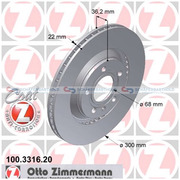 Bremseskive Bagaksel|-300mm ZIMMERMANN