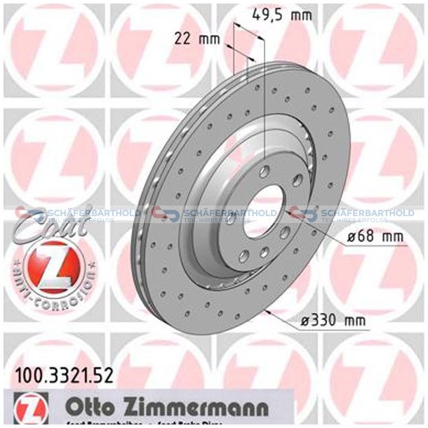 BremseskiveSport Bagaksel|-330mm ZIMMERMANN