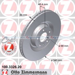 Bremseskive foraksel|Ø-345mm ZIMMERMANN