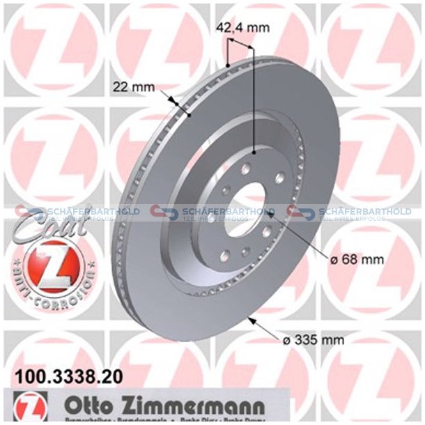 Bremseskive Bagaksel|-335mm ZIMMERMANN