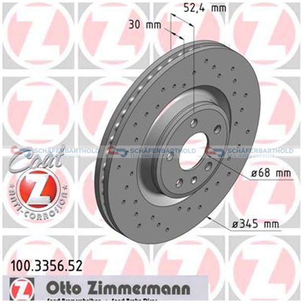 BremseskiveSport foraksel|-345mm ZIMMERMANN