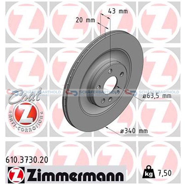 Bremseskive Bagaksel|-340mm ZIMMERMANN