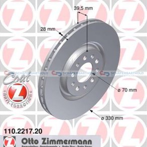 Bremseskive foraksel|Ø-330mm ZIMMERMANN