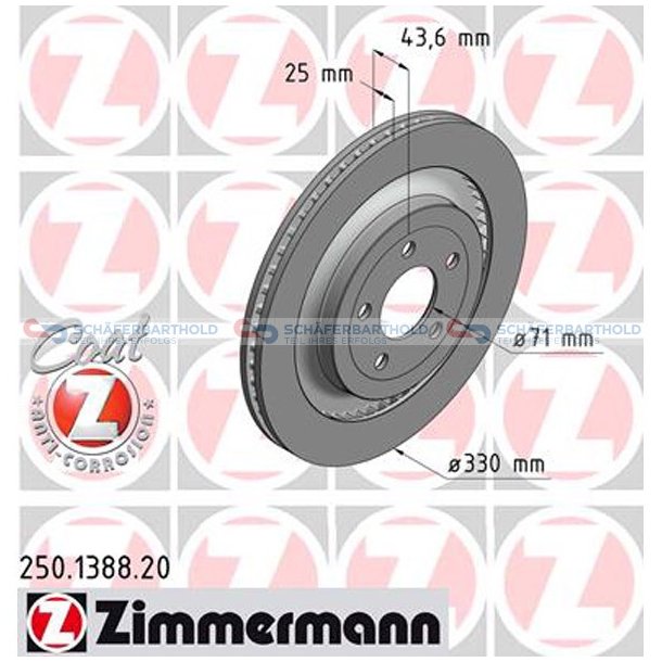 Bremseskive Bagaksel|-330mm ZIMMERMANN