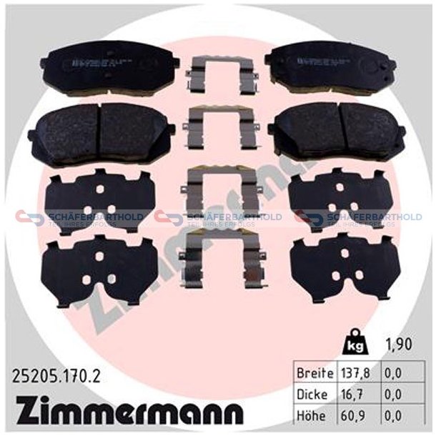 Bremseklodser 17mm|WVA:25205| ZIMMERMANN