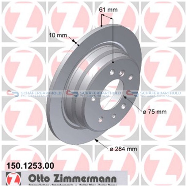 Bremseskive Bagaksel|-284mm ZIMMERMANN