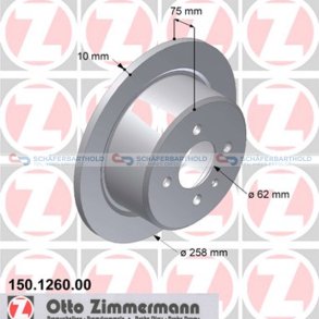 Bremseskive Bagaksel|Ø-258mm ZIMMERMANN
