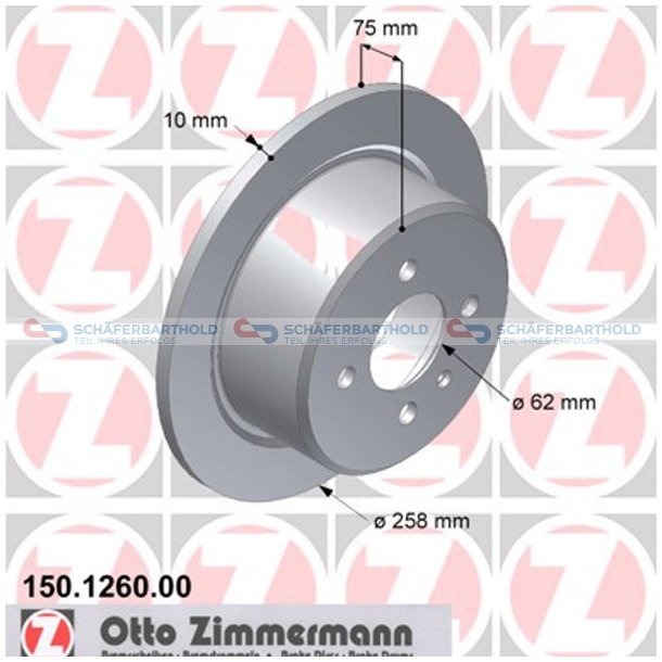 Bremseskive Bagaksel|-258mm ZIMMERMANN